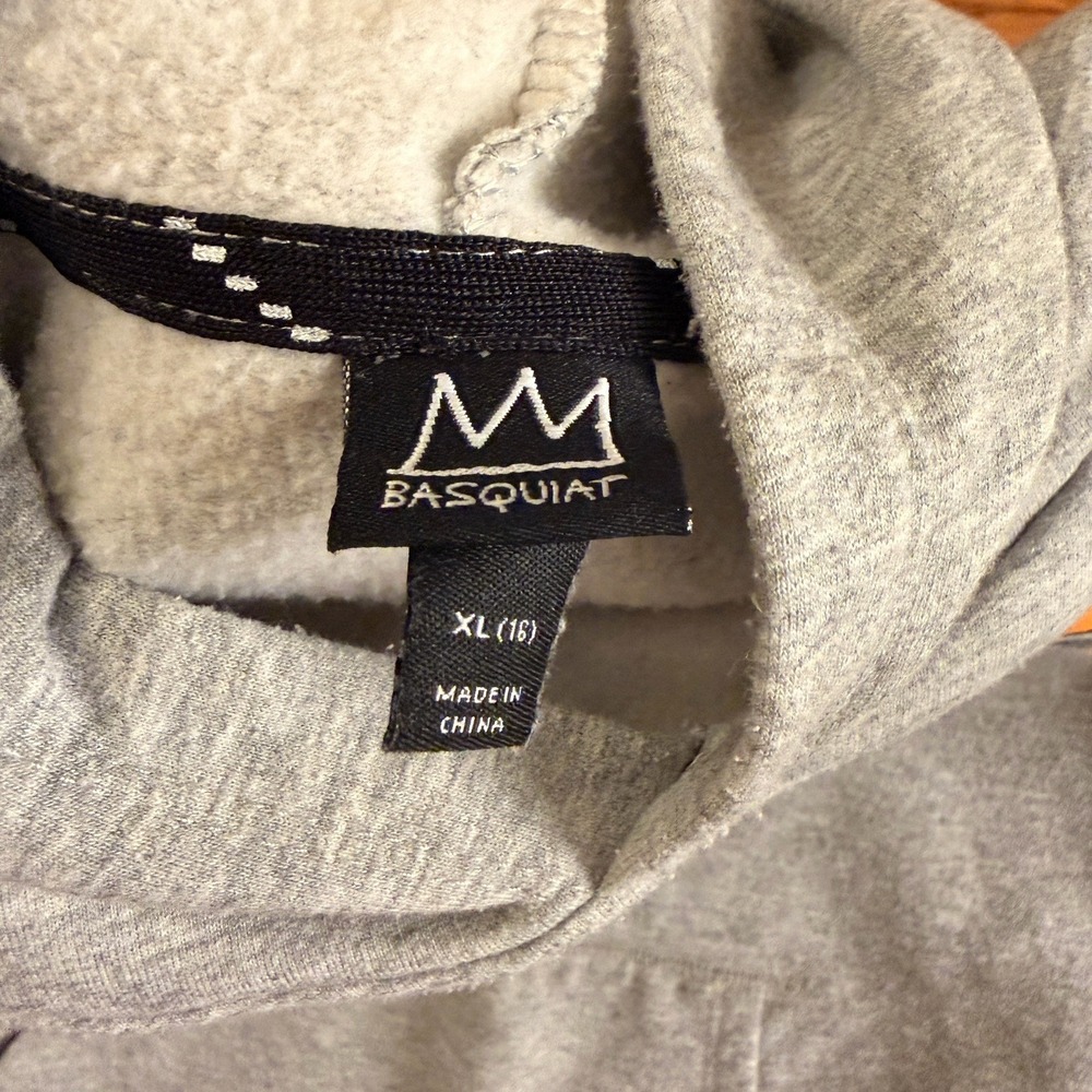 Youth Unisex JEAN-MICHEL BASQUIAT Grey T-Rex Dinosaur Hoodie Size XL (16) - Picture 2 of 5